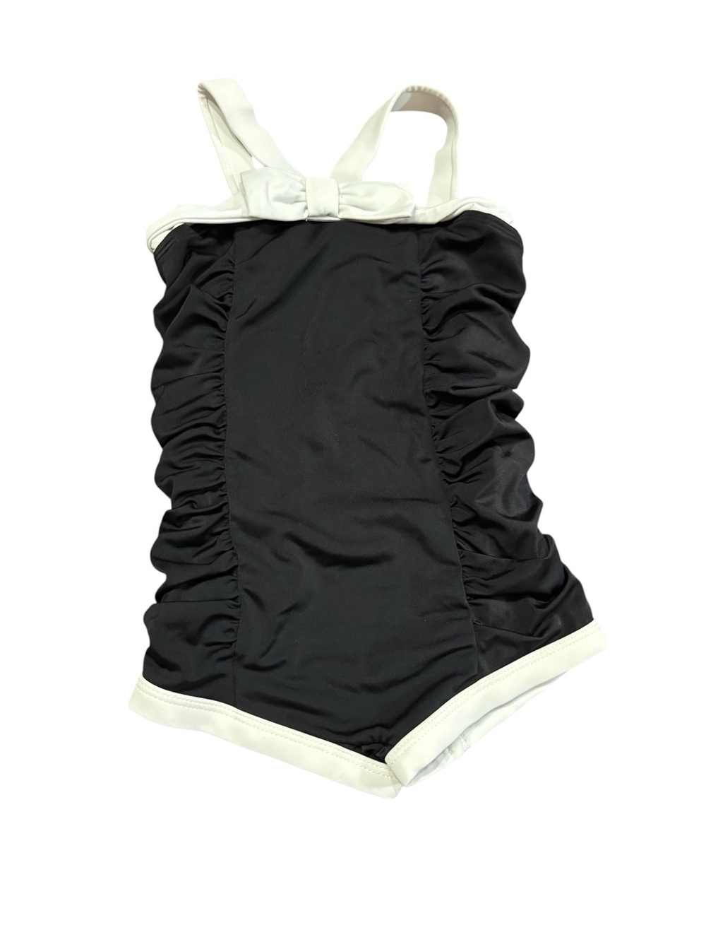 Janie and Jack Girls Black and White One-Piece Swimsuit with Bow, Size 2T